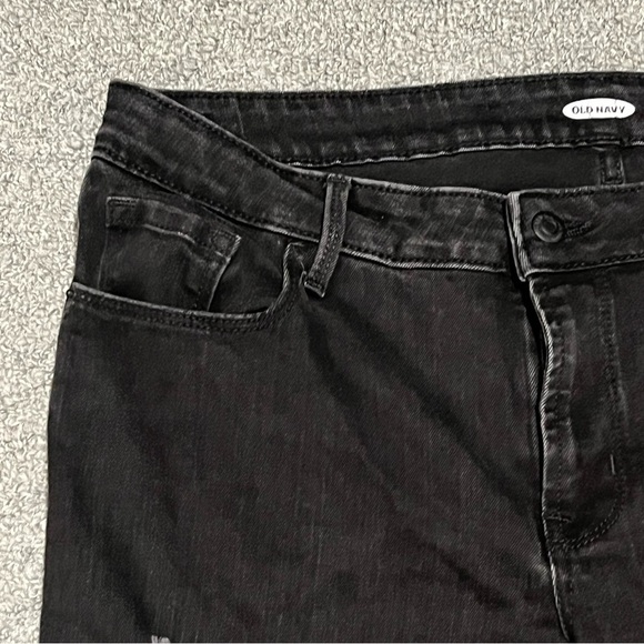 Old Navy Jeans Womens 12 Long Black Pop Icon Skinny Denim Distressed Mid Rise - Picture 5 of 10